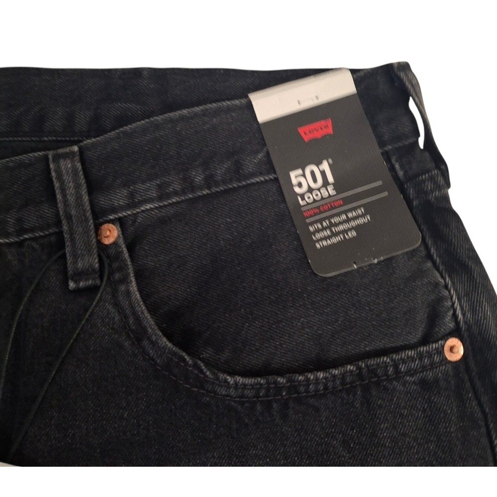 Levi's Premium 501 Loose Jeans Men's 38x32 Black Wash Straight Leg NWT - Picture 6 of 15